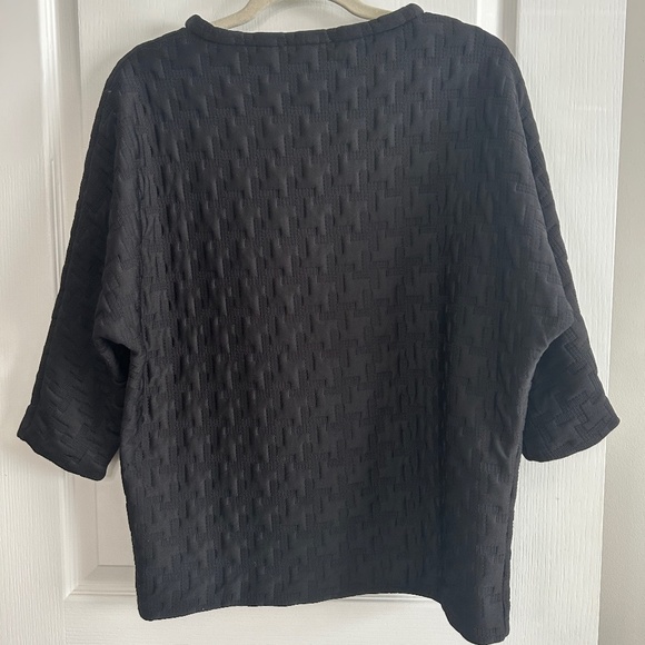 Textured Black Bow Detail Top - Size M - Picture 2 of 3